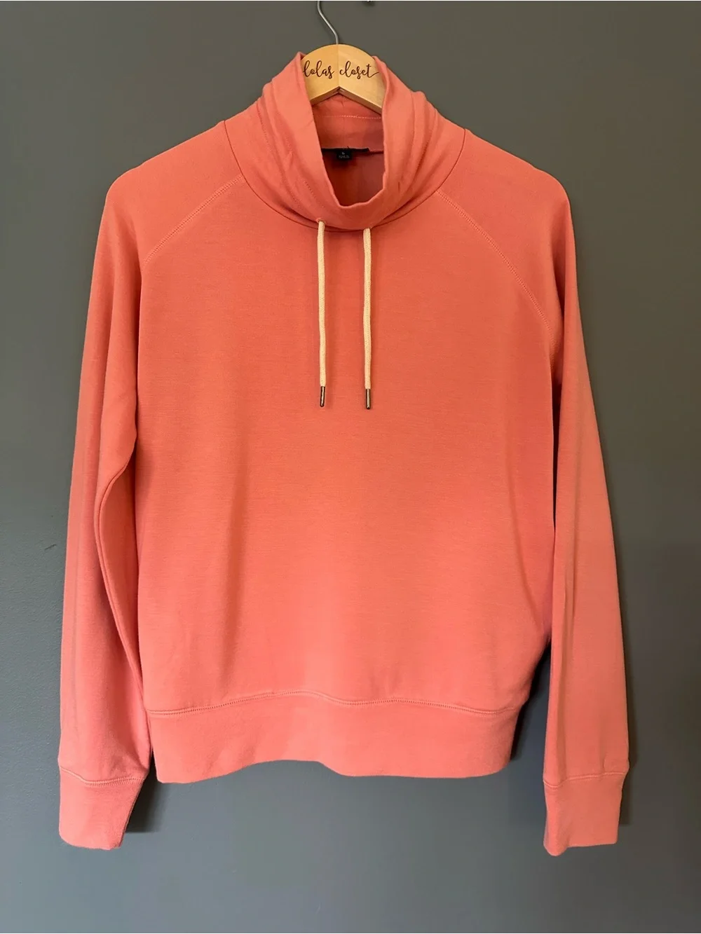 J. Crew Coral Cowl-Neck Pullover Sweater With Drawstring Neck Small NWOT